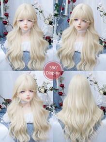 alicegarden 1 Synthetic Heat-Resistant ,Wavy Wigs Gold Wig ,28 Inches Long, Made Of Fiber, Suitable For Daily Use, Natural And Realistic Wig(Excluding Accessories)