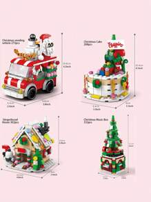 Conjunto de Blocos de Montar 6 em 1 com Papai Noel, Boneco de Neve, Rena, Árvore de Natal, Trenzinho Pequeno, Casa de Natal, Casa de Pão de Mel, Trenó da Rena, Bolo de Natal, Casa de Waffle, Caixa de Música de Árvore de Natal, 14+ anos, Modelo Educativo DIY para Montagem, Decoração de Festa de Natal, Blocos de Montar de Trem, Decorações de Árvore de Natal, Blocos de Montar de Carros - Multicolorido - Visão 5