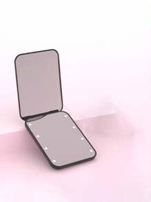 1pc Portable Makeup Mirror Light, Square/Round, Handheld Mini LED Makeup Mirror, Available In White, Black, Pink And Green Colors, Travel, Gift, Portable For Makeup Use, Powered By 2 CR2032 Batteries (Included)
