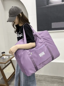 1入組攜帶式旅行多功能飛機包-可輕鬆收納衣物、數字產品和化妝品-適用於具有標語圖形的行李箱、旅行收納袋、攜帶式鞋子、化妝袋和洗衣袋。旅行、臥室收納、大學宿舍裝飾、臥室裝飾、宿舍必需品、學生教師防水行李箱整理袋和旅行配件 - 彩色 - 查看 3