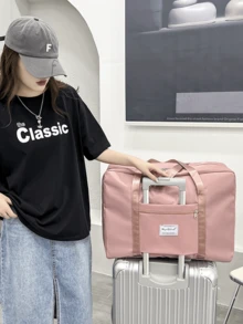 1入組攜帶式旅行多功能飛機包-可輕鬆收納衣物、數字產品和化妝品-適用於具有標語圖形的行李箱、旅行收納袋、攜帶式鞋子、化妝袋和洗衣袋。旅行、臥室收納、大學宿舍裝飾、臥室裝飾、宿舍必需品、學生教師防水行李箱整理袋和旅行配件 - 彩色 - 查看 2