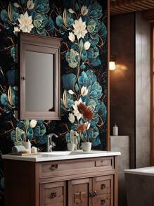 1pc Vintage Thickened Hand-Painted Black And Gold Blooming Floral Non-Waterproof, Stain-Resistant, Easy-To-Clean DIY Home Decor, For Kitchen Cabinets, Table And Chairs, Bedroom Background, Home Renovation, Self-Adhesive Wallpaper, Wall Sticker, Wallpaper, Renovation Stickers Peel Wall Panels, Wall Paper, Wallpapers, Spring Decoration Items Refresh Your Home, Rama Decoration Stickers Gifts Birthday Graduation - Multicolor - View 8