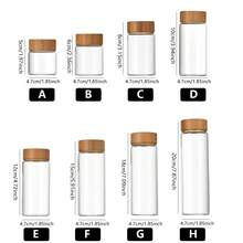 1 Stück Mini transparente Glasflaschen mit Holzdeckel, leere Probengläser zur Aufbewahrung von Flüssigkeiten für die Hausdekoration - Verschiedenfarbig - Übersicht 2