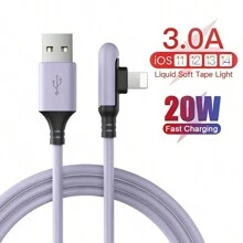 Liquid Soft Adhesive 3A 90 Degree Right Angle Elbow Data Cable Fast USB Data Cable Compatible With Iphone 1413 12 11 10 Pro Charger Kable Liquid Silicone Fast Charging Data Cord - Multicolor - View 1