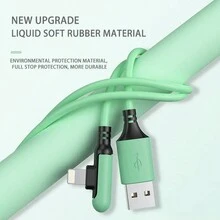 Liquid Soft Adhesive 3A 90 Degree Right Angle Elbow Data Cable Fast USB Data Cable Compatible With Iphone 1413 12 11 10 Pro Charger Kable Liquid Silicone Fast Charging Data Cord - Multicolor - View 10