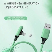 Liquid Soft Adhesive 3A 90 Degree Right Angle Elbow Data Cable Fast USB Data Cable Compatible With Iphone 1413 12 11 10 Pro Charger Kable Liquid Silicone Fast Charging Data Cord - Multicolor - View 9