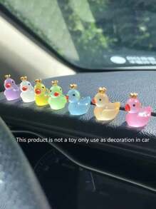 7pcs Colorful Luminous Crown Duck Shape Rearview Mirror Car Decoration, Fit For All Vehicle Models - one-size - View 5