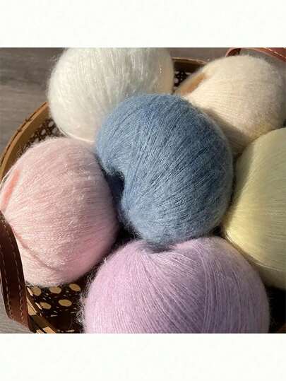 1球16支莫哈爾編織紗，15%帶毛毛線，15%莫哈爾，40%丙烯酸酯，30%尼龍，適用於DIY編織毛衣圍巾披肩針織開衫，1.76盎司（50克）330米蓬鬆線