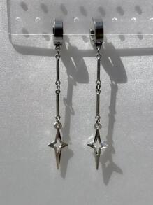 1pair Gothic Jewelry Cross Star Drop Earrings Punk Charms Stitching Rivet Earrings For Women Korean Fashion Accessories