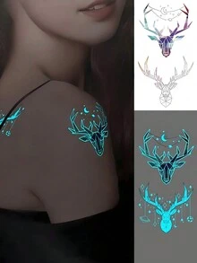 6 Stücke leuchtende wasserdichte temporäre Tattoos mit frischen Designs und langanhaltender Simulation, großem blau leuchtendem und weißem glühendem Tinten Original Körperkunst temporäre Tattoo-Aufkleber im Y2k Stil mit Glitzer Schlangen Rosen Flammen Schmetterling-Muster, wasserdichtes Fake-Tattoo, hält 2-5 Tage, verdeckt Narben, kann auf Armen, Handgelenken, Schultern, Beinen, Taille, Nacken, Hand, Brust, Oberschenkel, Finger aufgetragen werden, Party Geburtstagsüberraschung, zufällige Glow-in-the-Dark wasserdichte temporäre Tattoos leuchtend Glitzer Tattoo für Frauen und Männer - Verschiedenfarbig - Übersicht 8