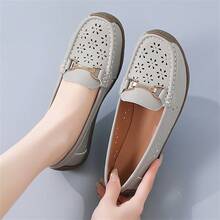 Sandalias planas de deslizamiento huecas de , zapatos tipo mocasín casuales y respirables para madres de mediana edad y ancianas - Gris - Ver 7