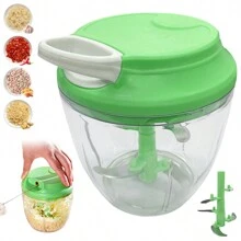 1入不銹鋼手動大蒜製造機，蔬菜切割器，便攜式手提式拉繩式大蒜切碎機，洋蔥切片機，適用於蔬菜、薑、水果、堅果、草藥，廚房用品，廚房配件 - 綠色 - 查看 2