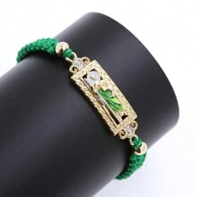 1 pezzo Braccialetto intrecciato con tracolla a manico vuota dipinta a mano in rame placcato in oro 18K incastonati in diamanti a forma di retrò Giuda / Vergine Maria. Unisex. Regalo perfetto per la festa del Papà e per la famiglia e gli amici. Alla moda e unico. - Multicolore - Visualizzare 4