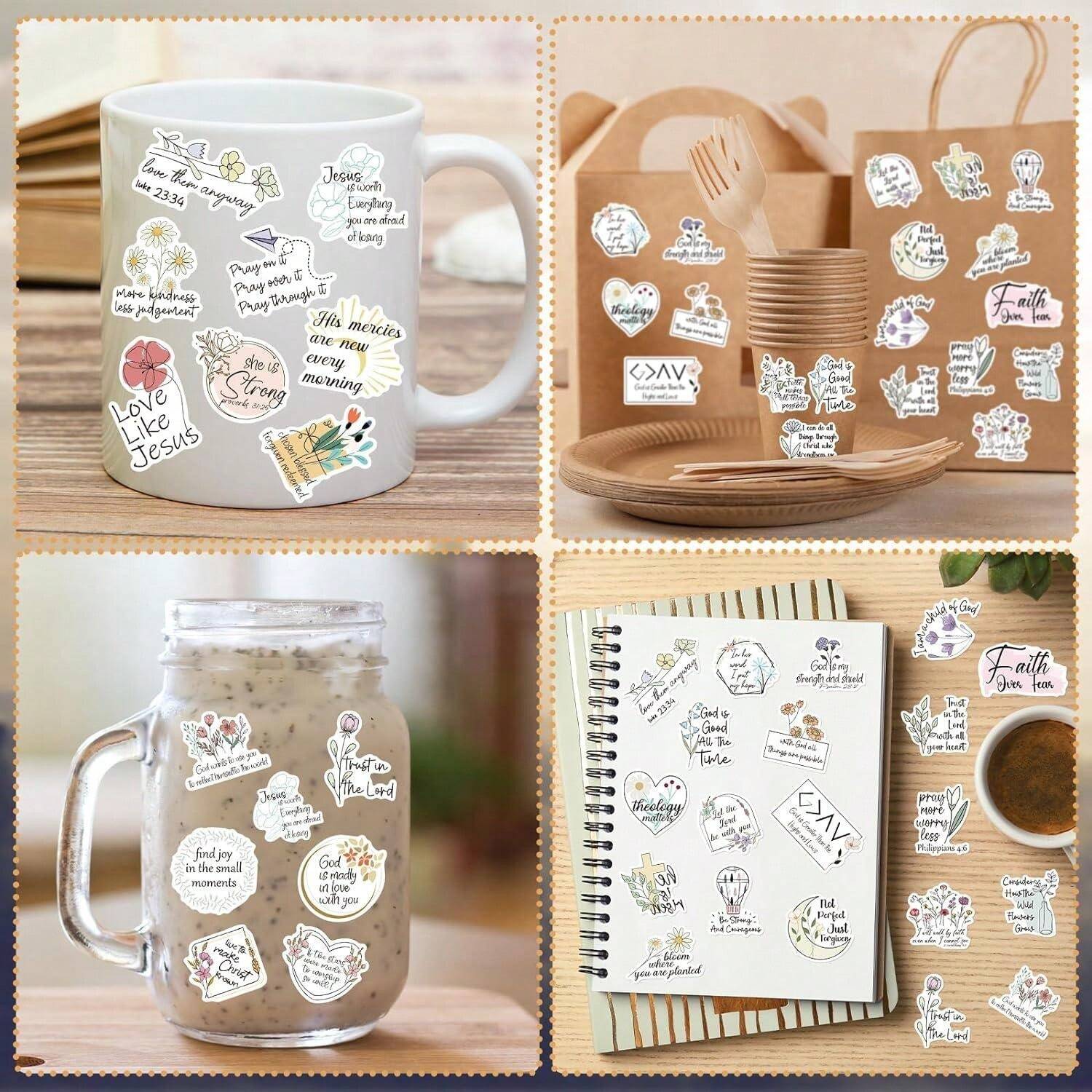 Bible Verse Water Bottle Stickers 50 PCS Christian Stickers For