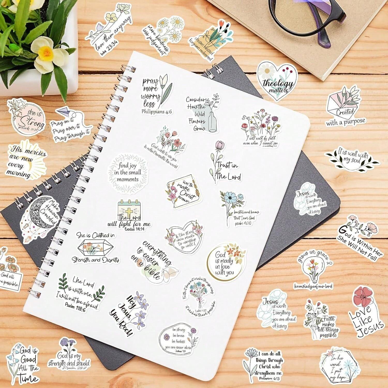 Bible Verse Water Bottle Stickers 3 Packs 50 PCS Christian Stickers