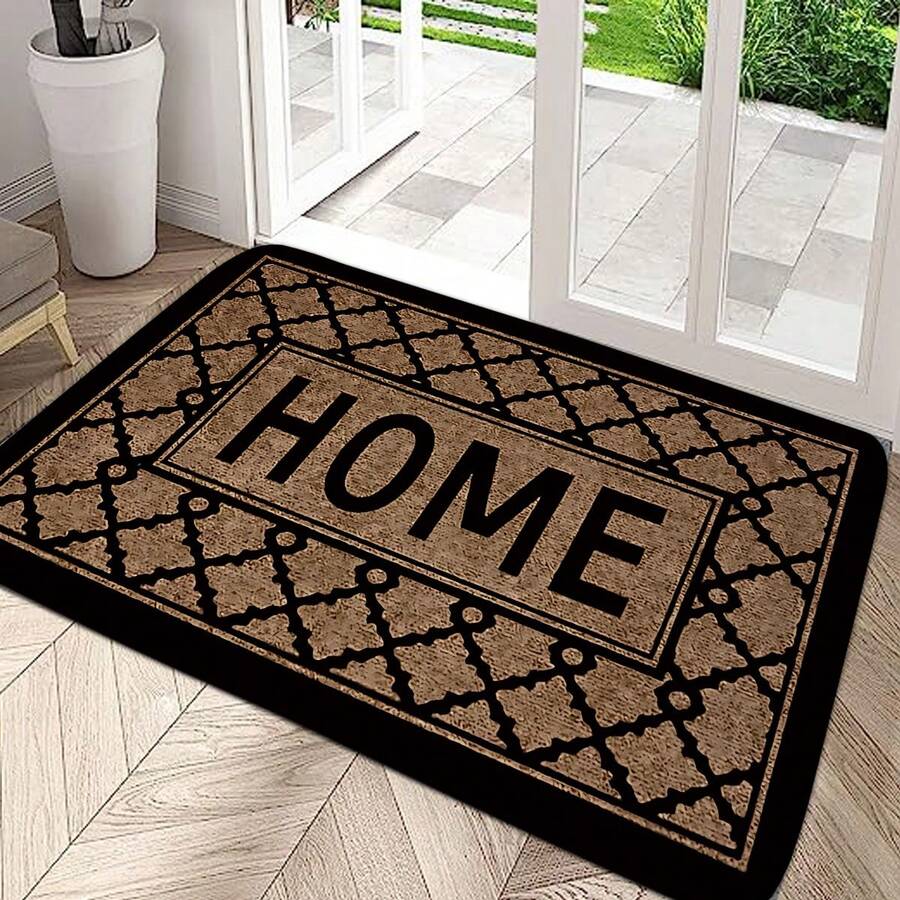 1pc 'HOME' And Asymmetrical Diamond Grid Pattern Entrance Fun Doormat, Modern Minimalistic Thick Farmhouse Indoor Floor Carpet, Footprint Cleaning Pad, Anti-Fatigue Non-Slip Bathroom Absorbent Mat, Decorative Carpet, Foam Mat Suitable For Living Room, Bedroom, Farmhouse And Various Scenes At Door And For Parties, Gatherings, Festivals And Gifts, Carpet, Doormat, Kitchen Mat, Area Rug, Small Carpet, Floor Mat, Bath Mat, Decorative Carpet, Home Decor, Bathroom Mat - Multicolor - View 1