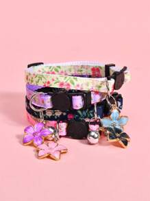 Collier pour chat et chien à fleurs avec grelot, collier extérieur pour animal de compagnie