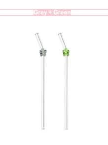 2pcs Colorful Flower Heatproof Glass Straws, Anti-Scald For Bubble Tea, Fruit Juice, Milk Drinks Christmas Gift - Small Flower Straws [2pcs] - View 14