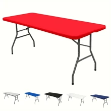 BRISCOES HOMEWARE 1 Pc Rectangle Table Cloth, Elastic Fitted Fabric Tablecloth Fits For 6 Foot Folding Tables, Washable Table Cover For Picnic, Camping, Indoor & Outdoor