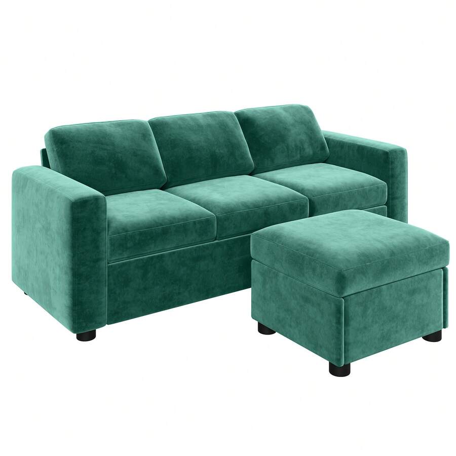 3 Seater L Shaped Corner Sofa Sectional Sofa Bed With Reversible Chaise &Storage - Green - View 1