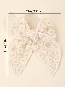 2入組蕾絲刺繡蝴蝶結髮夾，女士髮飾短夾，彩虹夾 - 彩色 - 查看 6