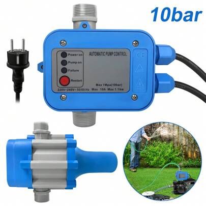 LILIIN Pressure Switch, Pressure Switch Pump Control With Plug, Electronic Pressure Switch Water Pump, Garden Pump Max 10 Bar For Domestic Waterworks Deep Well Pumps Garden Irrigation IP65