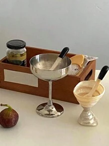 1 pieza/2 piezas Tazas de acero inoxidable para helado, postre, tazón de ensalada de frutas, tazón de frutos secos, taza de café