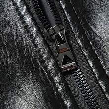 Chaqueta negro para hombre de moto slim fit de moda - Negro - Ver 6