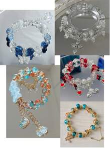 50pcs Two-Color Glass Beads, Round Loose Spacer Beads For DIY Bracelet, Necklace Or Earring Making, Ideal As Gift For Friends Or Mom - Two-color Popping Beads - View 2