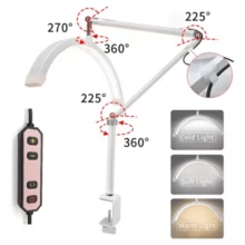 Luminária Led Meia Lua Estética Maquiagem Cílios Manicure Com Suporte Para Celular Mesa - Branco - Visão 2