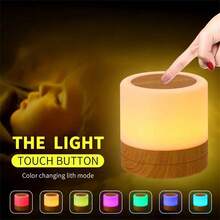 1 Đèn ngủ LED điều khiển từ xa, thiết kế bằng gỗ với tùy chọn sạc USB - Đèn cảm ứng mini - Nhiều màu sắc và chế độ - Tuyệt vời cho sử dụng trong phòng ngủ và bàn làm việc - nhiều màu - Xem 6