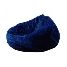 1 PIEZA (Sin relleno) Funda de silla de peluche con rayas, funda de silla de puf gruesa, funda de sofá puff floja para cama - Azul marino - Ver 8