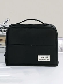 1 Peça Estojo grande de capacidade grande de cor sólida simples para estudantes, Bolsa de armazenamento com múltiplas camadas grossas de tecido para artigos de papelaria e cosméticos, De volta para a escola, De volta às aulas, Materiais escolares, Estojo de lápis, Mochila escolar