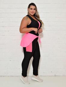Plus Size Sports Leggings & Pants - 玫紅色 - 查看 5