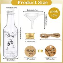 YESTARY 50 Pack Mini Liquor Bottles,1.8oz/50ml Airtight Mini Plastic Bottles Small Plastic Bottle With Caps, Mini Wine Bottles With Funnels, Tags, And Ropes, Juice Shot Bottles For Wedding Party - 50pcs - View 2