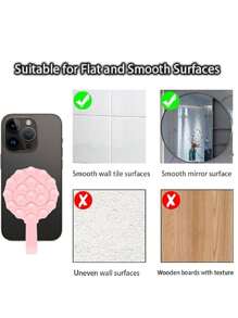 1pc Suction Cup Phone Mount, Round Double Sided Multifunctional Silicone Phone Grip, Non-Slip Self-Adhesive Cell Phone Suction Bracket, Silicone Suction Phone Case With Handle Compatible With Iphone And Android - Multicolor - View 5