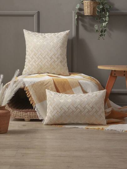 1入組雪尼爾幾何樣式提花枕套