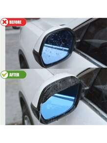 2pcs/Set Car Rear View Mirror Rain Visor Guard, Carbon Fiber Rear View Side Mirror Rain Eyebrow Universal Black Sticker Side Mirror Rain Eyebrow Rear View Mirror Cover Sun Visor Accessories For Cars SUV Truck - Black - View 3