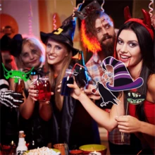 25pcs Halloween Photo Booth Props Set Including  Hat, Pumpkin, Crow, Bat, Spider, Etc. For Party Decoration And Photography (INS Party) - Burnt Orange - View 9