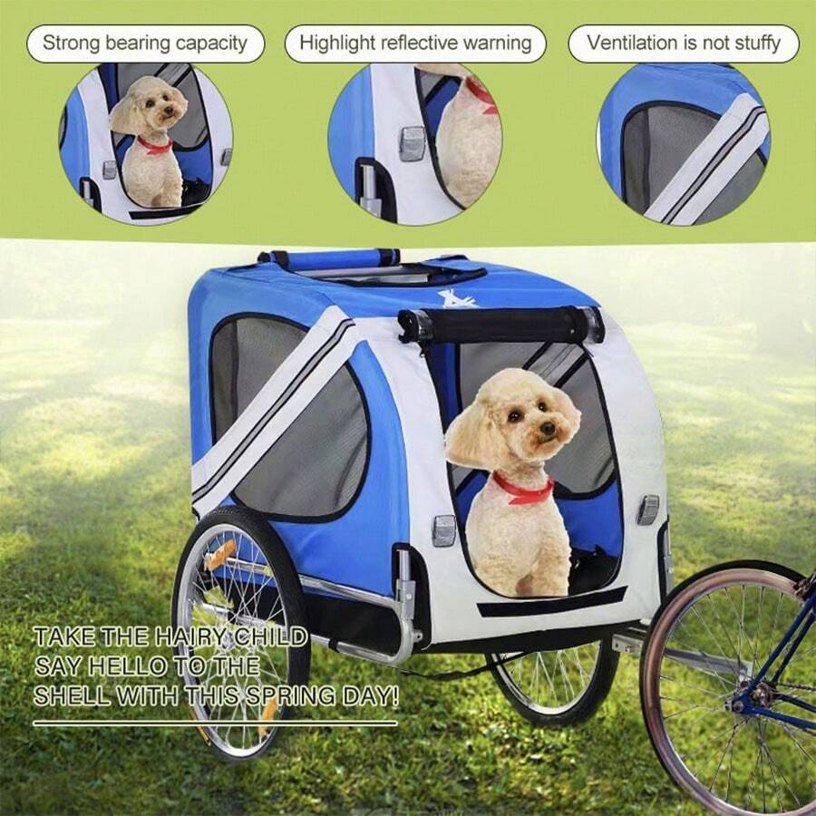 Bike Trailer Pet Stroller, Foldable Outdoor Travel , For Large And