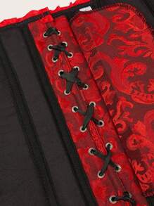 1 pieza Top de corpiño estilo palacio para mujer, top moldeador que adelgaza el abdomen y el pecho, disfraz de Halloween - Rojo - Ver 6