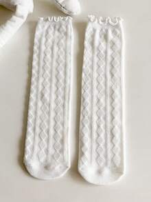 Girls Knee-High Socks In White - White - View 3