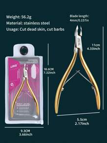 LRIS Cuticle Care Tools, Salon Popular Cuticle Nippers, Sharp, Durable, Agile, Cuticle Remover With Cuticle Pusher, Stainless Steel Professional Cuticle Nipper, Nail Care Tools (Silver, Gold)