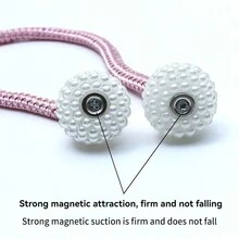 2 pièces Sangles et cordes de rideau non perforées, boucle de perle magnétique forte, boule suspendue, accessoires de décoration de fenêtre à auto-aspiration - Multicolore - Voir 4