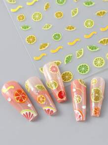2 Chiếc Mùa Hè Chanh Cam Dán Móng Tay 3D Giảm Dính Thanh Trượt Pháp Quả Thiết Kế Decal DIY Mùa Hè Móng Tay Nghệ Thuật Trang Trí dụng Cụ Làm Móng - Nhiều màu - Xem 2