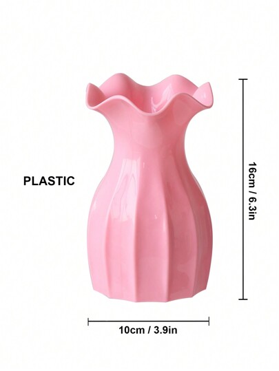 1pc Ceramic Look Plastic Vase Wit Unbreakable Tulips Roses Flowers Home Living Room, Tafel Birthday Graduation Back To School Room Supplies Flower Glass view 2