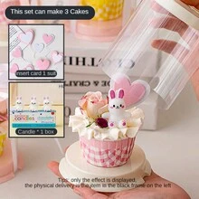 2pcs/3pcs/8pcs/9pcs/109pcs Valentine's Day 2-Inch Red Paper Cup Cake Transparent Portable Box Round Packaging Box Heart Shaped Candle Confession Decoration - Multicolor - View 12