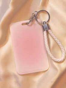 1PC Durable Plastic ID Card Case] Flower Oil Painting Design Card With Keychain Lanyard - Work ID Card Case, Suitable For Office, School Student ID Card Case, Campus Card, Bus And Subway Access Control Card Case - Mauve Purple - View 11