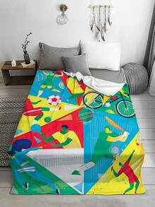 1 chiếc chăn lông cừu flannel ấm áp và ấm cúng, phong cách thể thao, giữ ấm, chống vết bẩn, món quà hoàn hảo cho ngày của cha, sinh nhật và những dịp đặc biệt - Nhiều màu - Xem 3