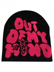 1pc Y2K Style Unisex Fashion Jacquard Knit Hat With OUT OF MY Lettering And Five-Pointed Star Design, Suitable For Street Parties And Outdoor Activities In Autumn And Winter For Warmth - Letter - View 15